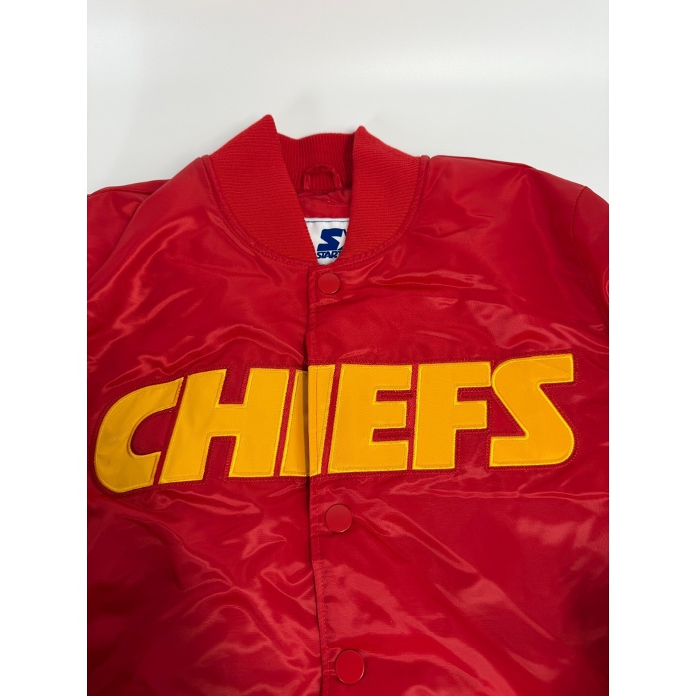 Kansas City Chiefs Starter Triple Option Satin Jacket Red Yellow Mens Size M NWT - Picture 2 of 7